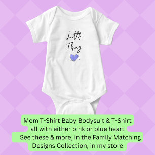 Little Thing - Blue Heart - Matching Mom Bub Pair Baby Bodysuit