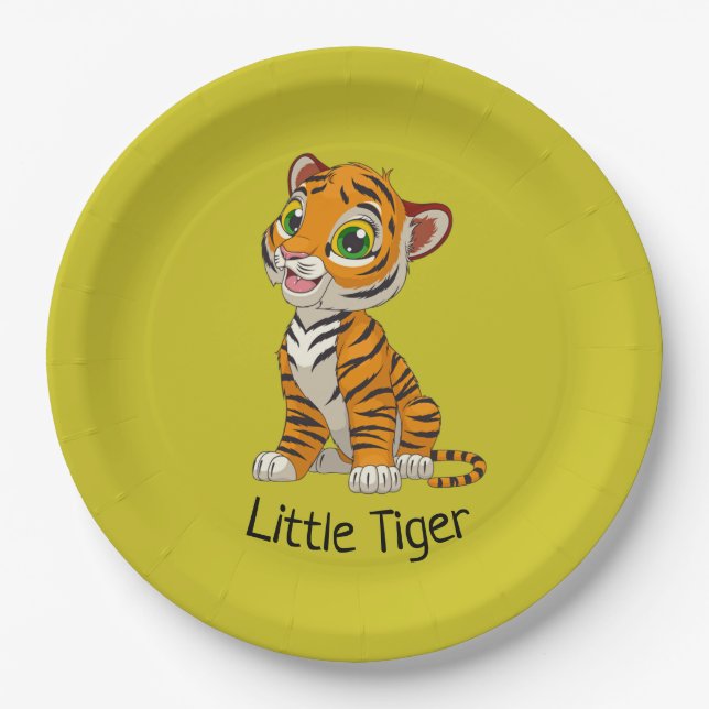 Little Tiger Design Paper Party Plates (Front)