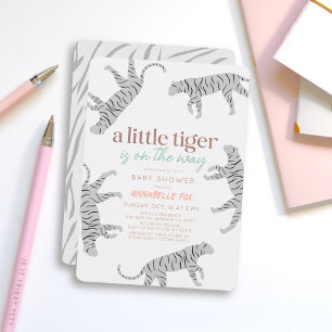 Little Tiger Modern Grey Baby Shower Invitation