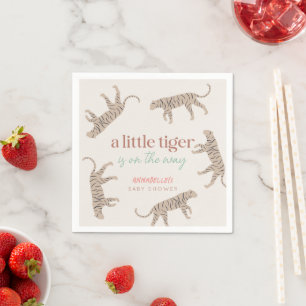 Little Tiger Modern Taupe Baby Shower  Napkin