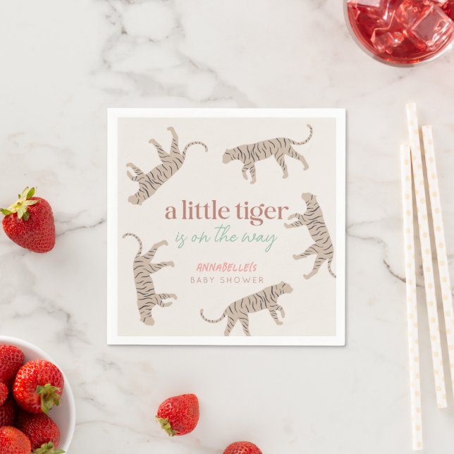 Little Tiger Modern Taupe Baby Shower  Napkin (Insitu)