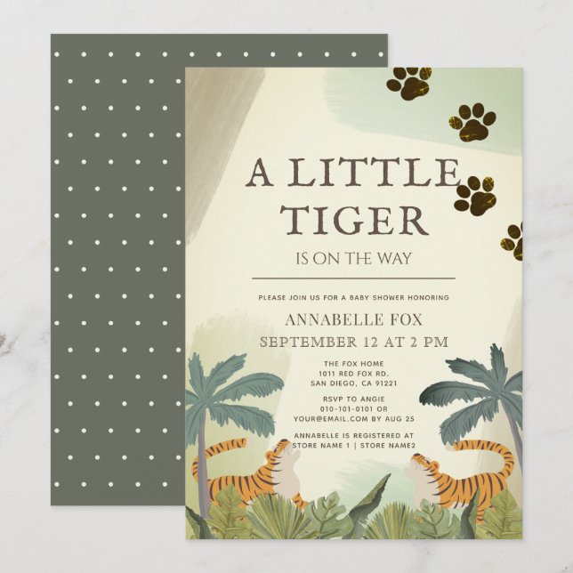 Little Tiger Safari Jungle Baby Shower Invitation (Front/Back)