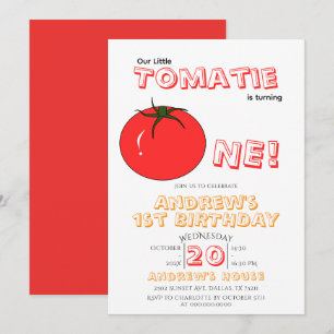 Little Tomatie Is Turning One Cute 1st Birthday Invitation