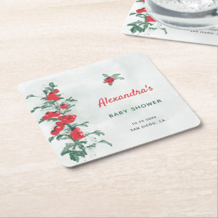 Little Tomato Rustic Chic Watercolor Baby Shower Square Paper Coaster