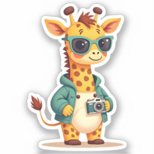 Little Tourist Giraffe   Kawaii Adventure Art