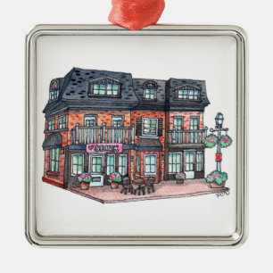 Little Town Cafe Metal Ornament
