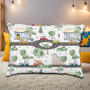 Little Town & Cars Colourful Pattern Accent Pillow