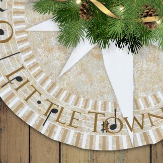 Little Town of Bethlehem Christmas Carol/Natural Brushed Polyester Tree Skirt