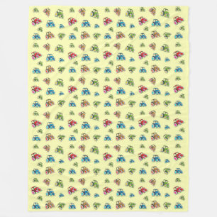 Little Tractors Fleece Blanket, lemon
