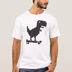 Little TRex Dinosaur with a Skateboard - Pixel Art T-Shirt