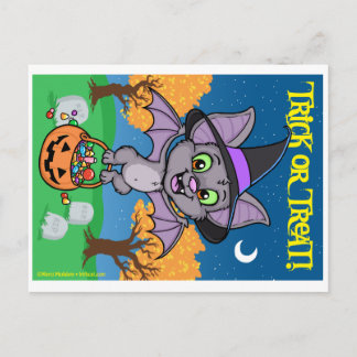 Little Trick or Treat Bat Postcard