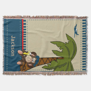 Little Tropical Monkey Throw Blanket
