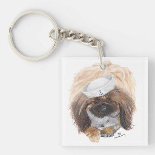 Little Tuffy Sailor Pekingese Dog Keychain
