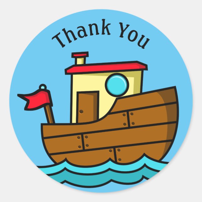 Little Tug Boat Thank You  Classic Round Sticker (Front)