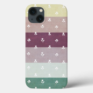 Little Tulips on Pastel Stripes iPhone 13 Case
