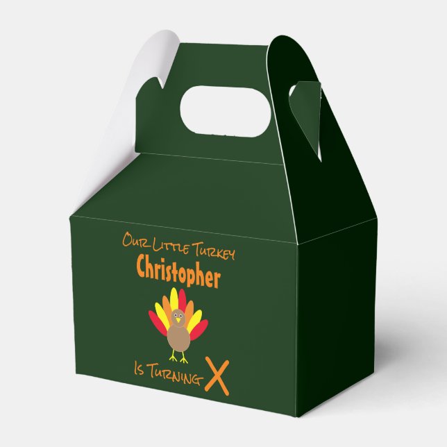 Little Turkey Birthday Favor Box (Front Side)
