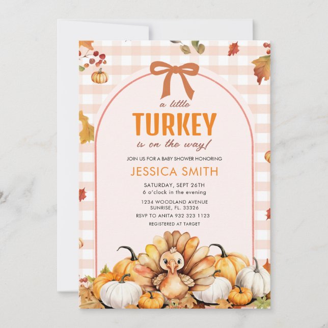 Little Turkey Fall Autumn Pumpkin Baby Shower Invitation (Front)
