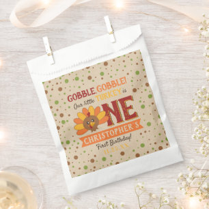 Little Turkey Fall Thanksgiving 1st Birthday Favour Bag