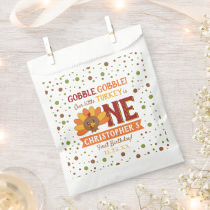 Little Turkey Fall Thanksgiving 1st Birthday Favour Bag