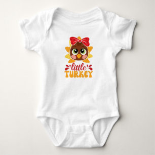 Little Turkey Girl Kids Thanksgiving Baby Bodysuit