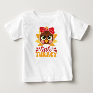 Little Turkey Girl Kids Thanksgiving Baby T-Shirt
