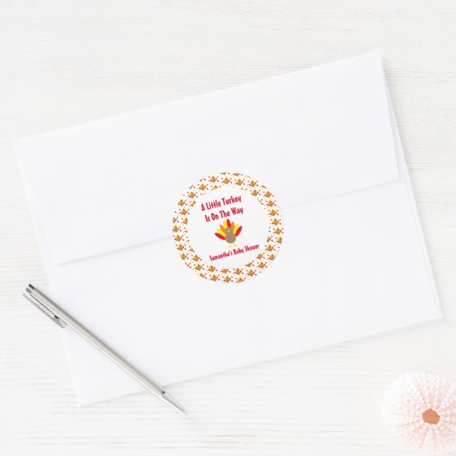 Little Turkey On The Way Classic Round Sticker (Envelope)
