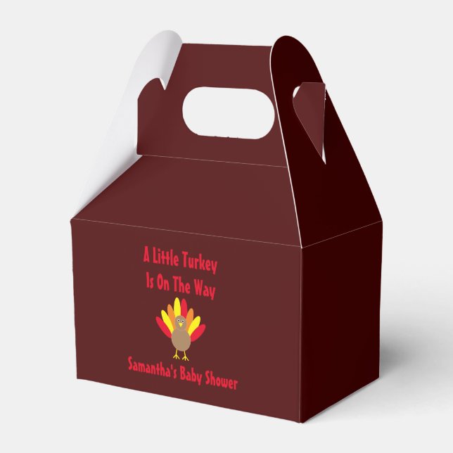 Little Turkey On The Way Favor Box (Front Side)