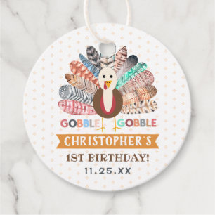 Little Turkey Thanksgiving Any Age Birthday Party Favour Tags