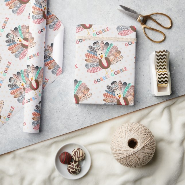 Little Turkey Thanksgiving Birthday Or Baby Shower Wrapping Paper (Crafts)