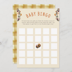 Little Turkey Thanksgiving Fall Baby Bingo Invitation