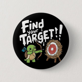 Little turtle aiming a bow an arrow 2 inch round button