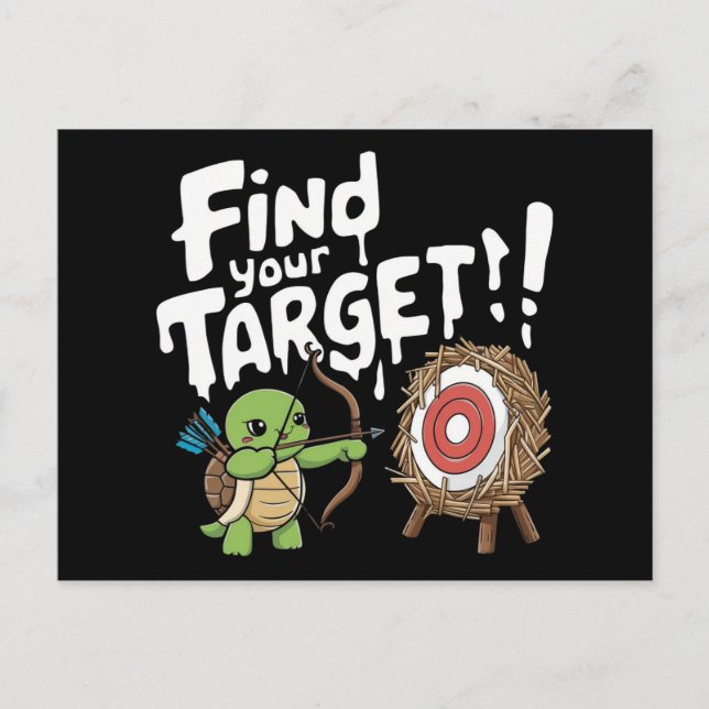 Little turtle aiming a bow an arrow postcard (Front)