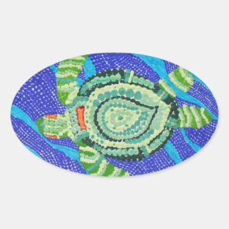 Little Turtle with Many Spots Oval Sticker