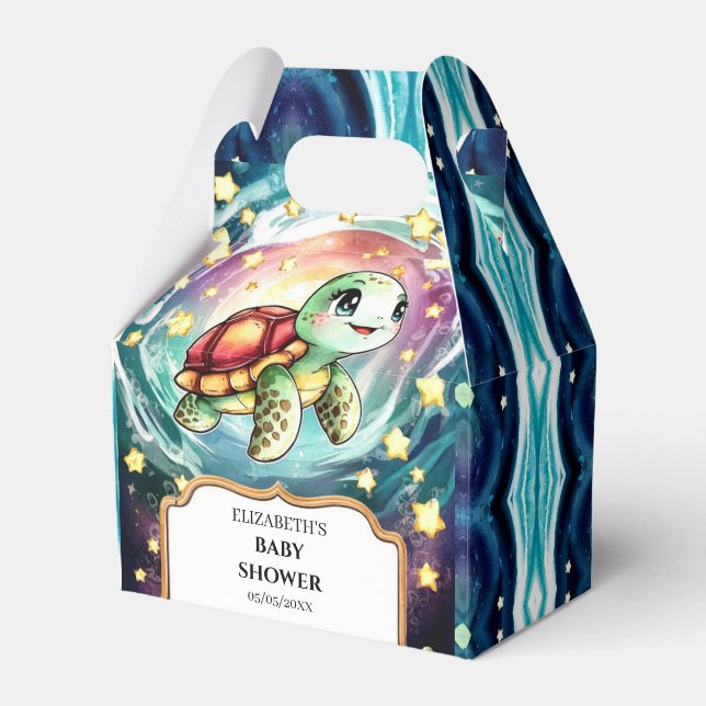 Little Under the Sea Turtle Baby Shower Favor Box (Front Side)