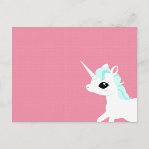 Little Unicorn avec carte postale à crinière bleue
