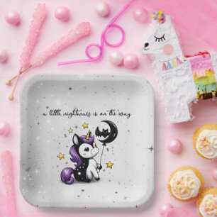 Little Unicorn Baby Shower Paper Plate