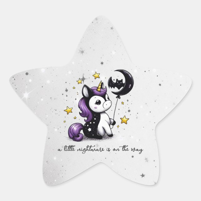 Little Unicorn Baby Shower Star Sticker (Front)