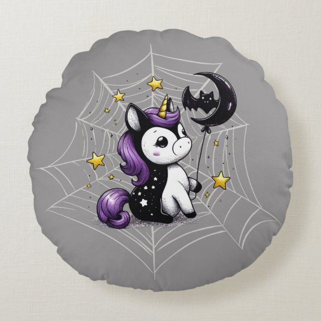 Little Unicorn Round Pillow (Front)