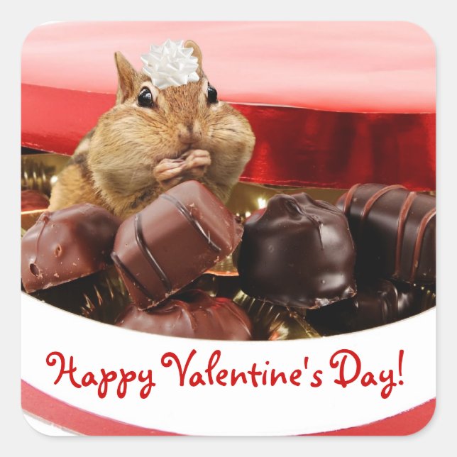 Little Valentine Chipmunk Square Sticker (Front)