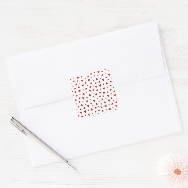 Little Valentine Hearts Square Stickers  (Envelope)