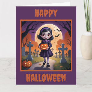 Little Vampire Girl Halloween Card