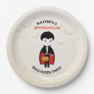 Little Vampire Halloween Party Paper Plate