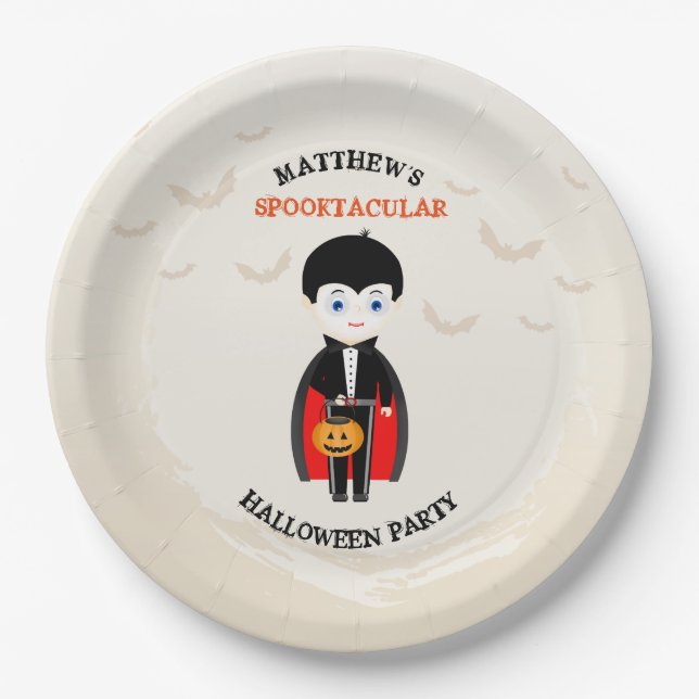 Little Vampire Halloween Party Paper Plate (Front)