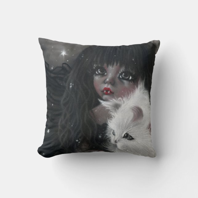 Little Vampiress with Kitty  Magic Pillow (Front)