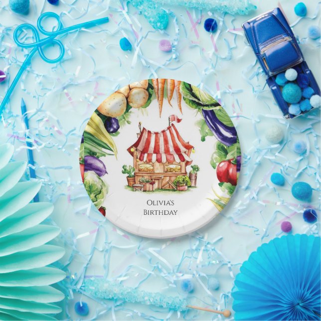 Little Vegetables Farmers Market Birthday Paper Plate (Party)