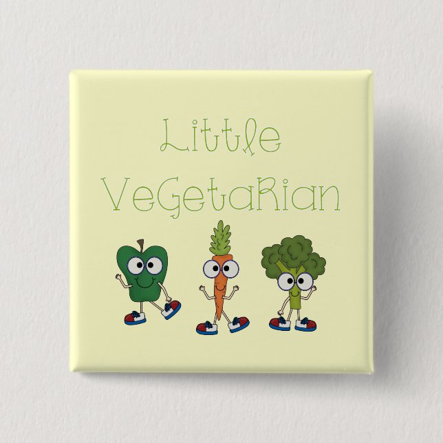 Little Vegetarian 2 Inch Square Button (Front)