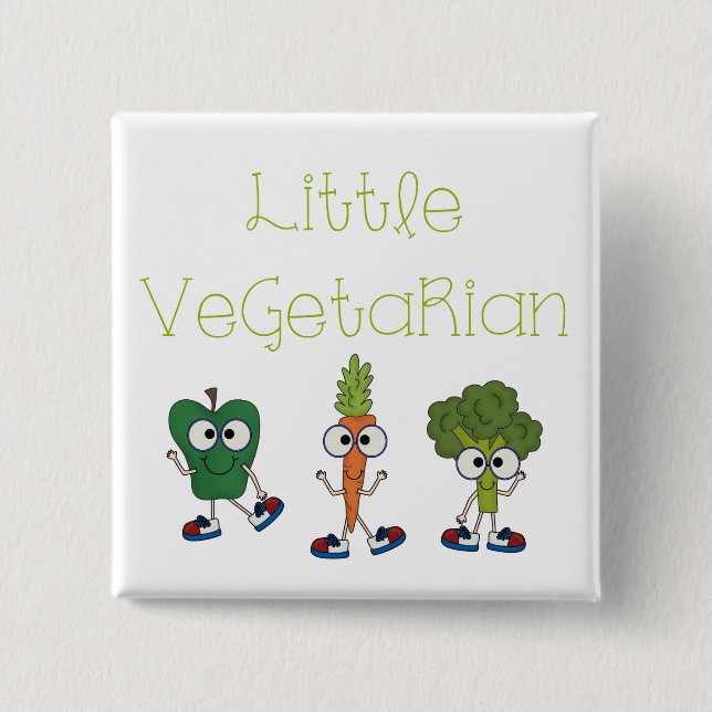 Little Vegetarian 2 Inch Square Button (Front)
