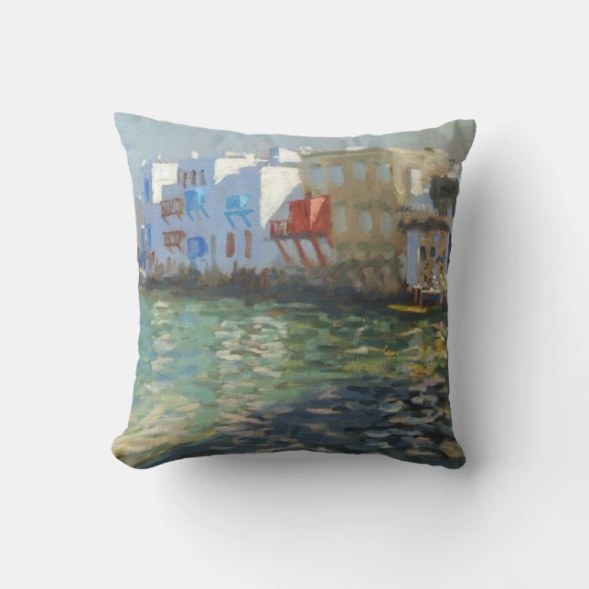 Little Venice Mykonos Throw Pillow (Front)