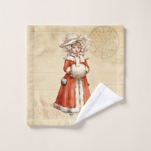 Little Victorian Caroler Custom Christmas Bath Towel Set