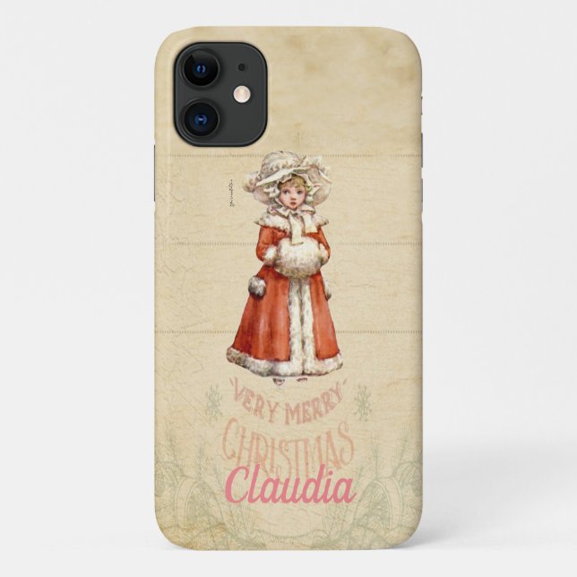 Little Victorian Caroler Custom Christmas Case-Mate iPhone Case (Back)